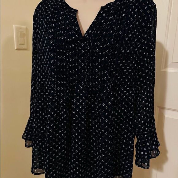 Charter Club Blue Pleated Long Sleeve Blouse - Picture 10 of 10